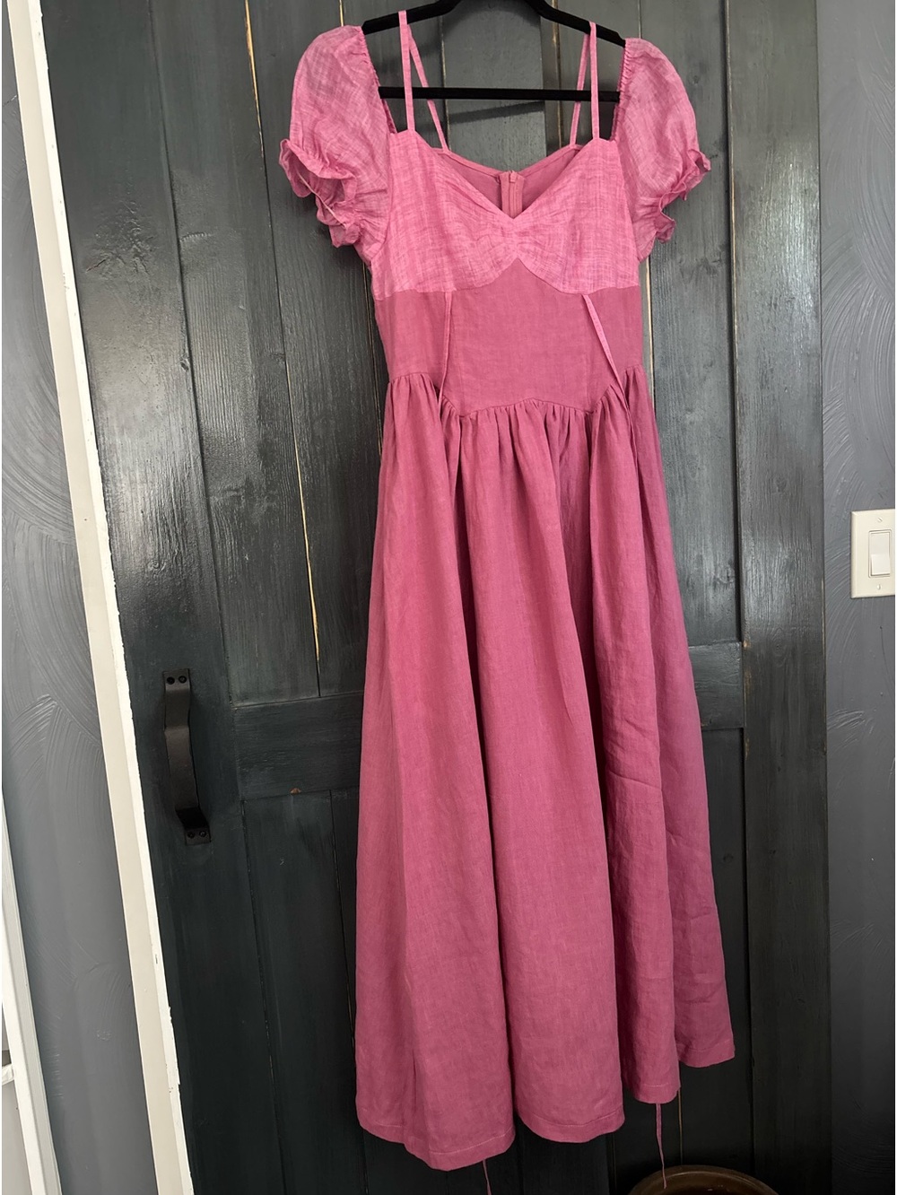 Linennaive tentree LINEN🌸 Rose-Pink 🌸Puff Sleeve Maxi Dress sz XS
